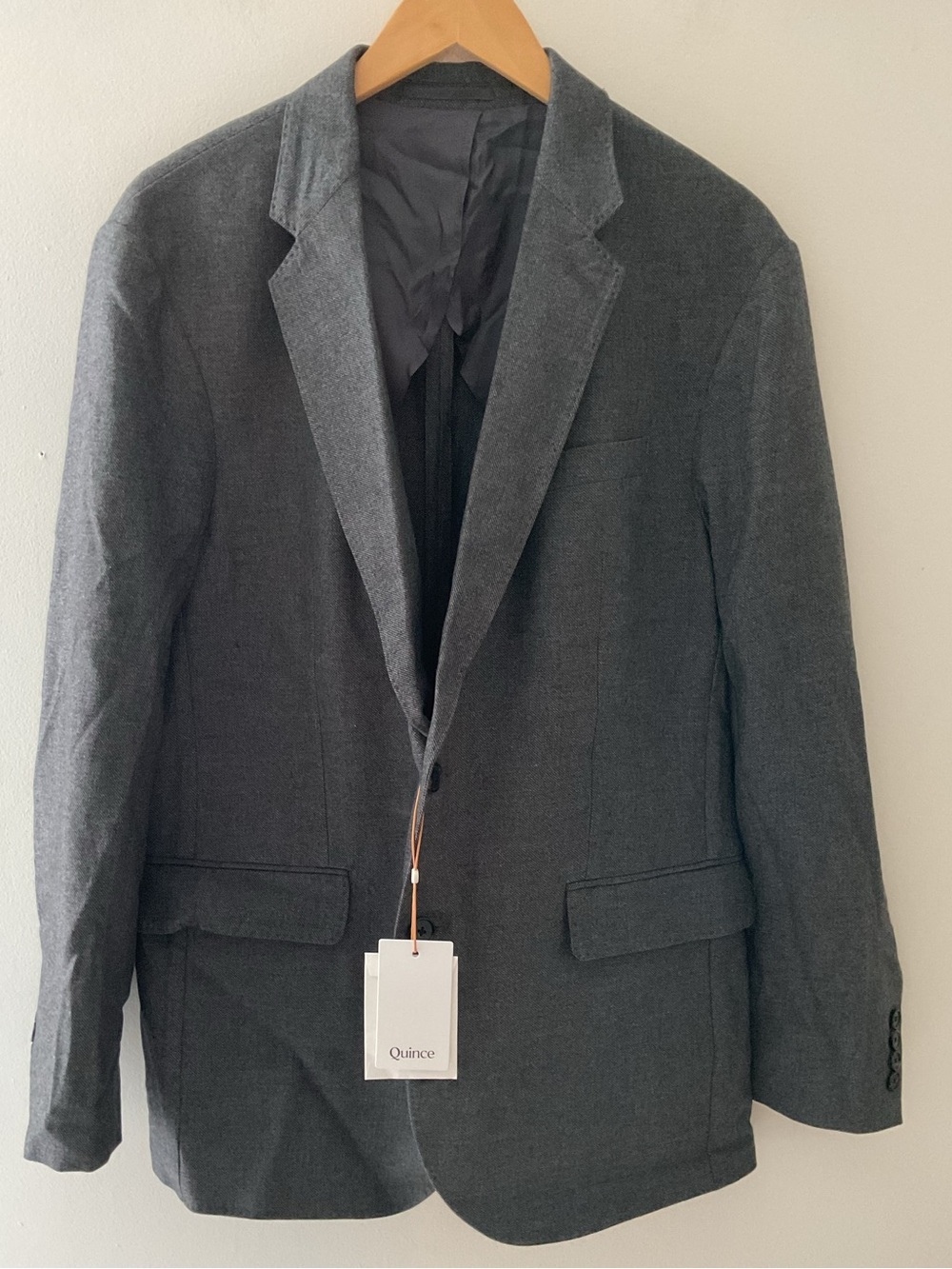 Quince Men's Organic Cotton Cashmere Heather Charcoal Blazer NWT Large